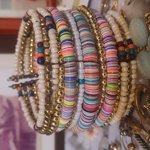 ANTHROPOLOGIE Goldtone Stripe Baylee Beaded Cuff